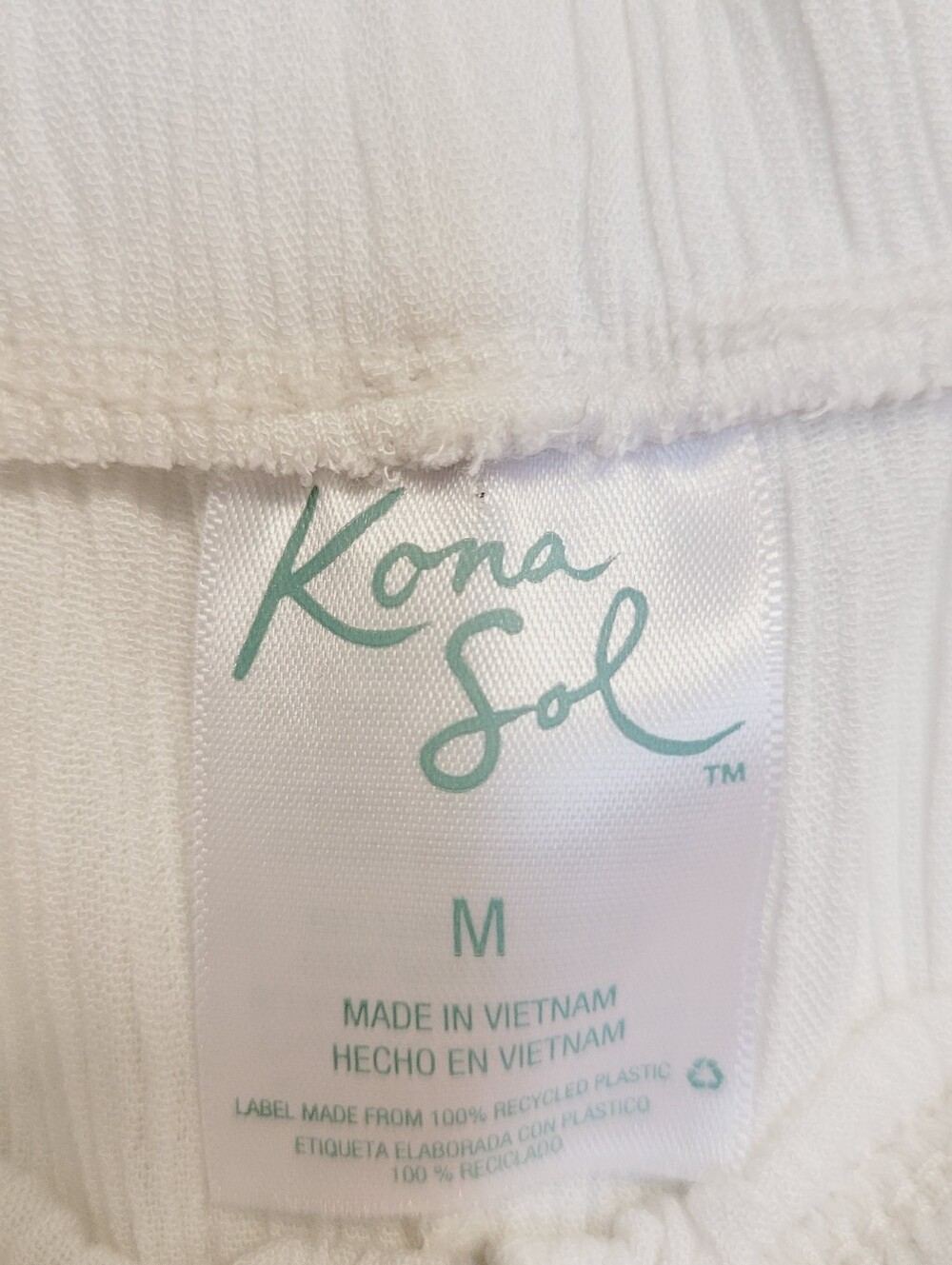 Kona Sol White Textured Tie Front Wide Split Leg  Swim Cover-Up Pants Medium - Picture 4 of 8